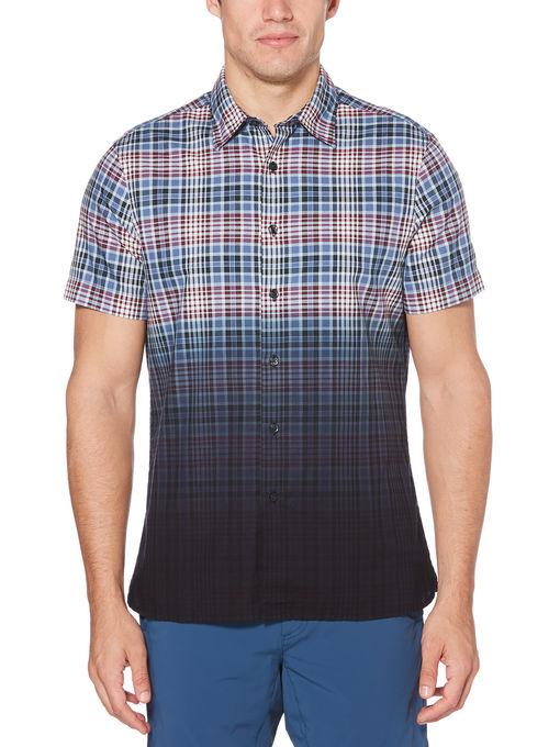 Perry Ellis Dip Dye Oxford Plaid Shirt