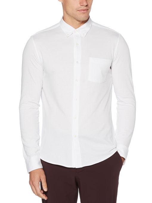 Perry Ellis Untucked Slim Fit Knit Oxford Shirt