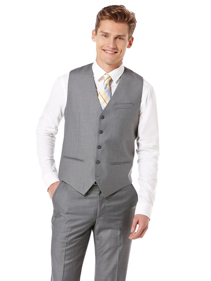 Perry Ellis Solid Sharkskin Suit Vest