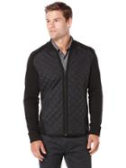 Perry Ellis Full Zip French Terry Quilted Vest