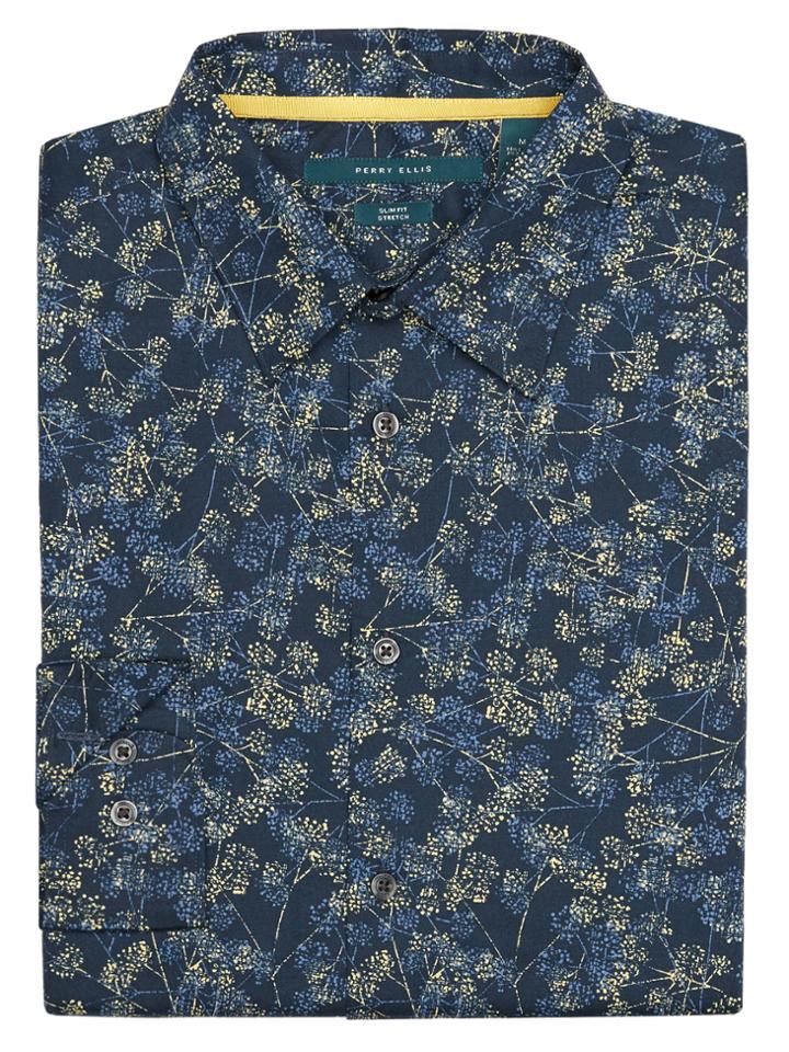 Perry Ellis Slim Fit Tonal Branch Shirt