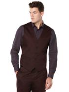 Perry Ellis Solid Satin 5 Button Suit Vest