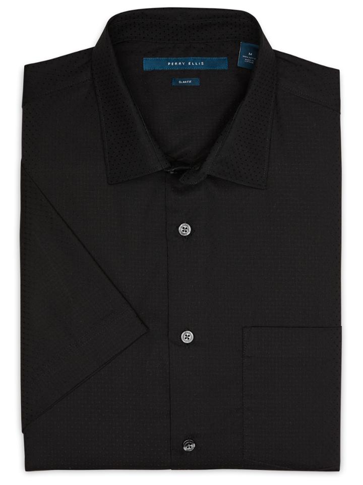Perry Ellis Slim Fit Short Sleeve Dot Print Shirt
