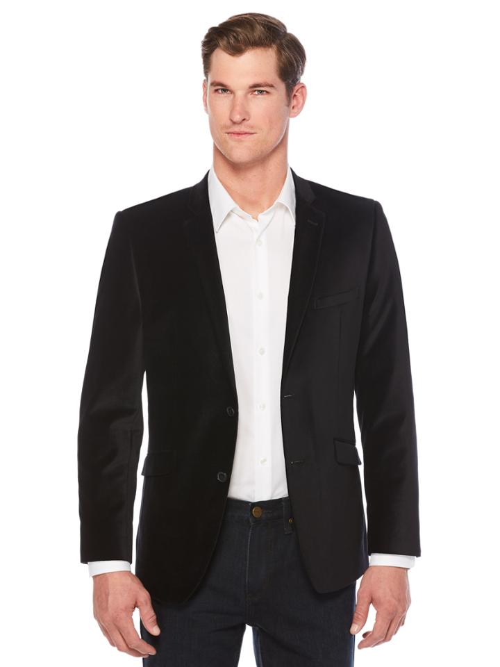 Perry Ellis Slim Fit Black Velvet Sport Coat
