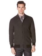 Perry Ellis Textured Button Front Knit Jacket