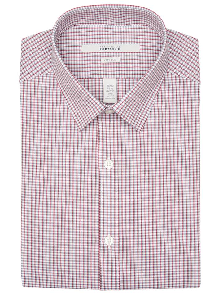 Perry Ellis Very Slim Uneven Check Dress Shirt