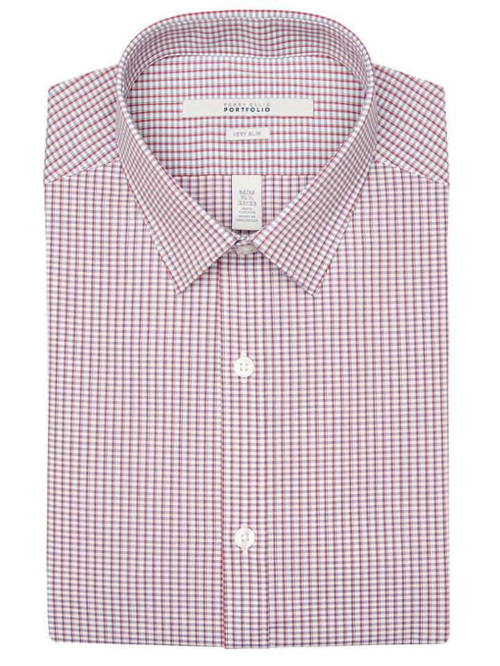 Perry Ellis Very Slim Uneven Check Dress Shirt