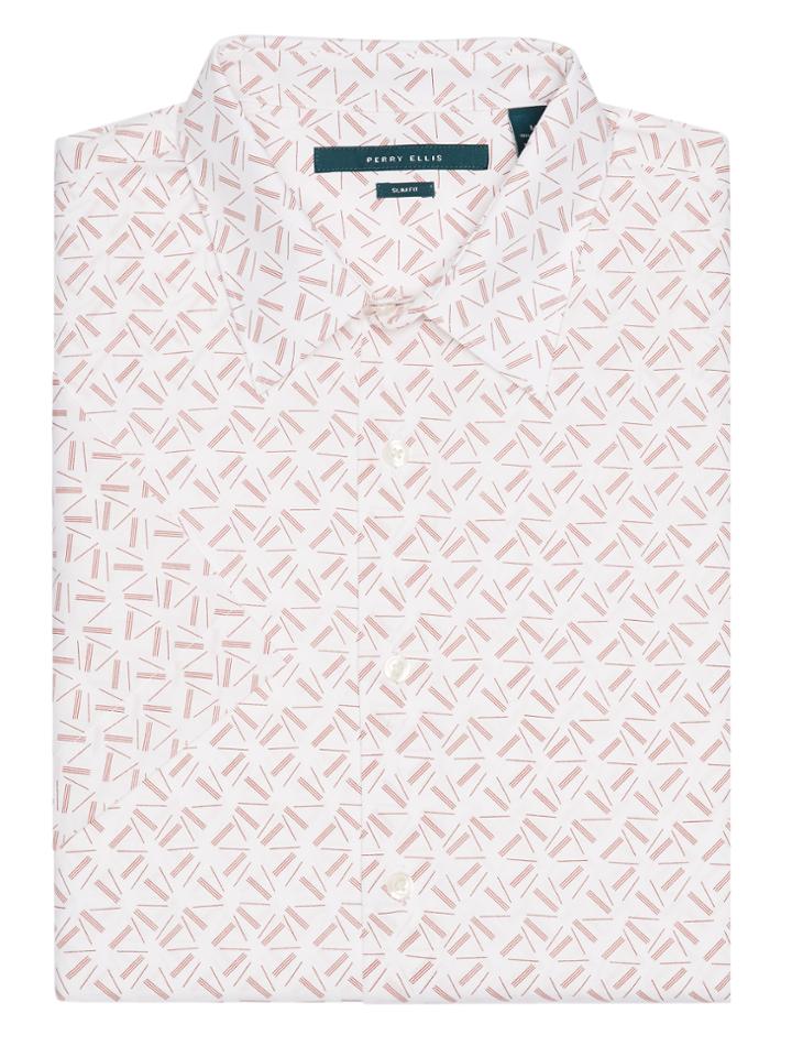 Perry Ellis Short Sleeve Slim Fit Etched Lines Shirt