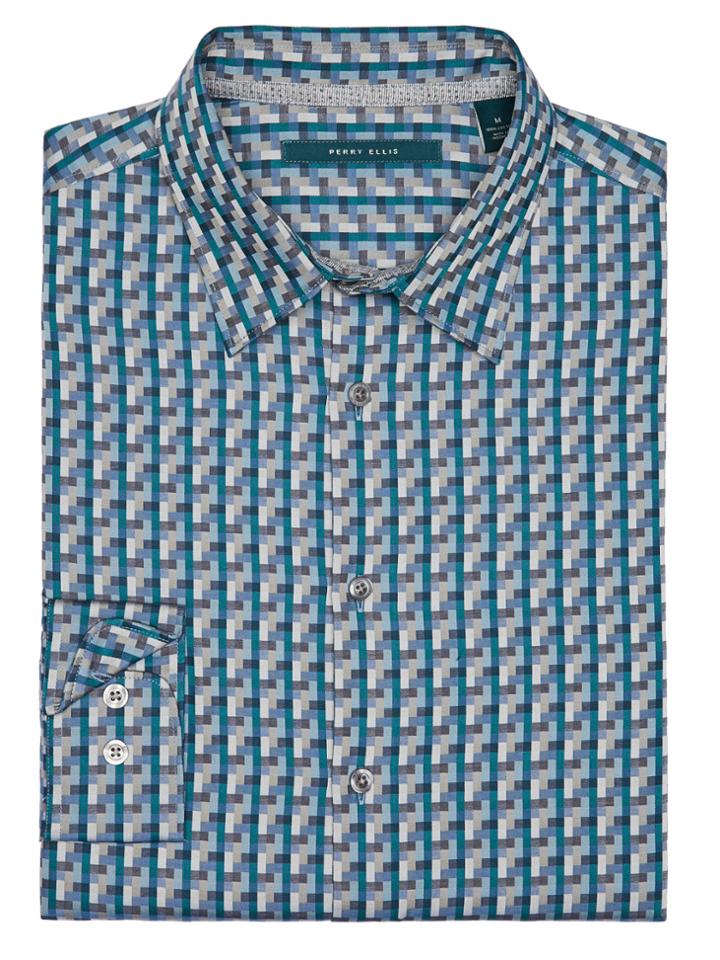Perry Ellis Colorful Rectangle Dobby Shirt