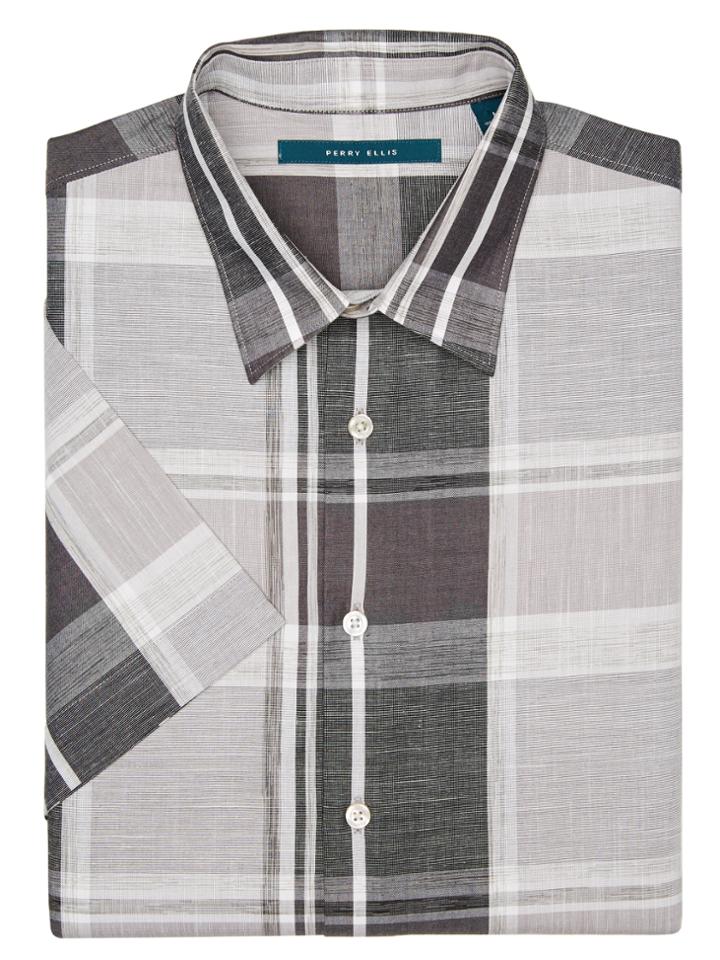 Perry Ellis Big And Tall Short Sleeve Chambray Shirt