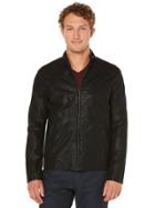 Perry Ellis Textured Faux Leather Bomber Jacket