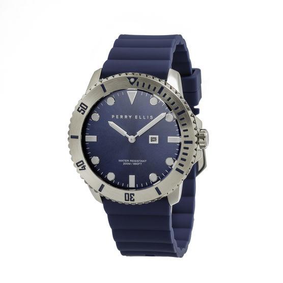 Perry Ellis Deep Diver Navy Silicon Watch