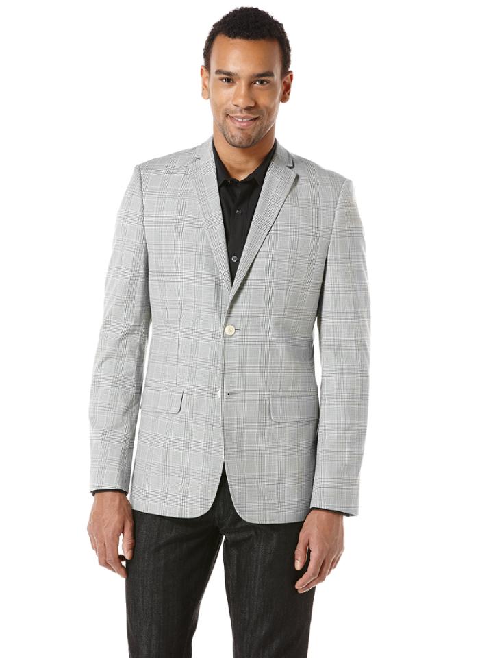 Perry Ellis Slim Fit Peak Plaid Jacket