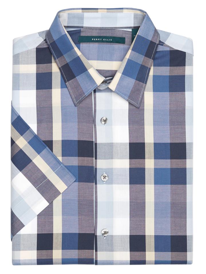 Perry Ellis Short Sleeve Checkered Buffalo Shirt