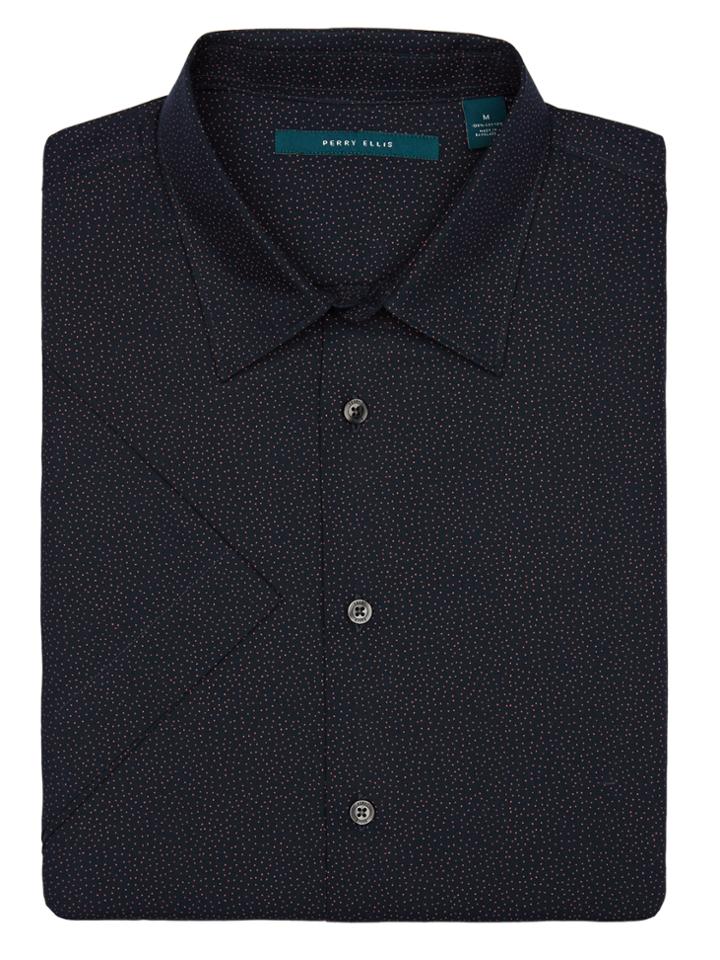 Perry Ellis Short Sleeve Mini Dot Shirt