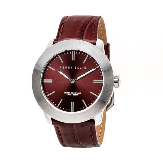 Perry Ellis Slim Line Brown Leather Watch