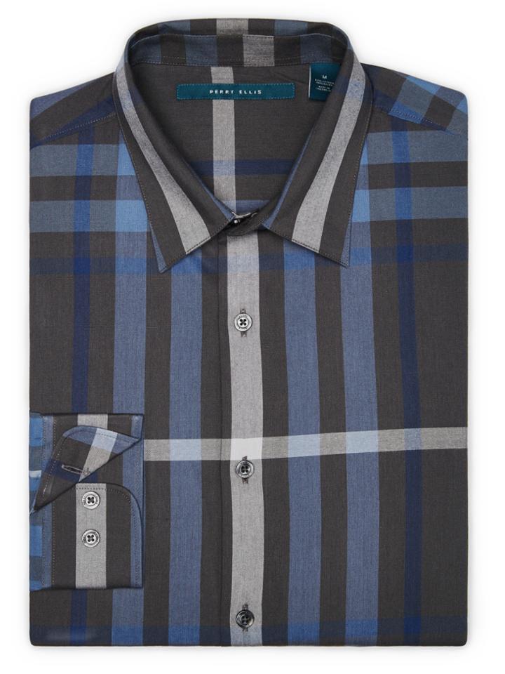 Perry Ellis Big And Tall Large Plaid Pattern Shirt