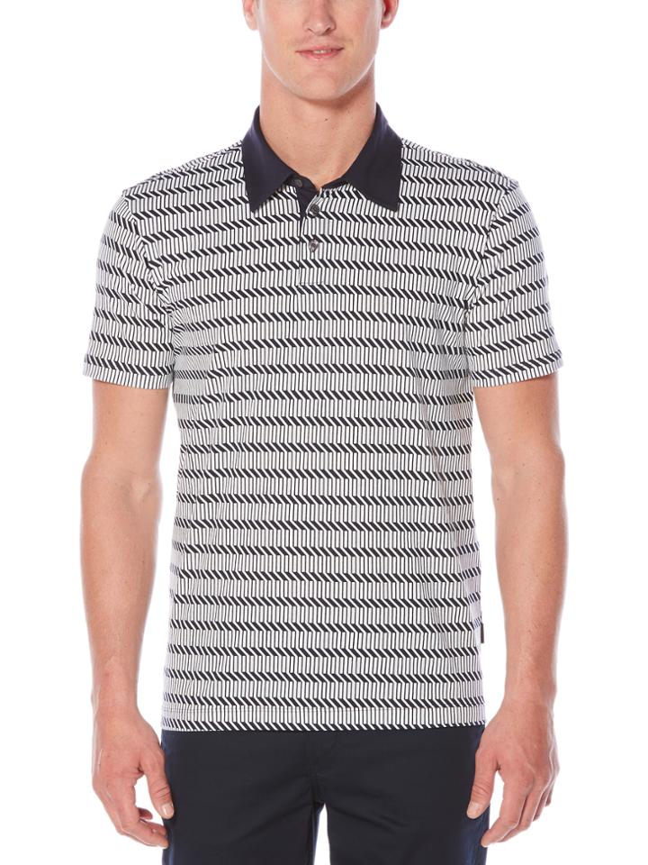 Perry Ellis Short Sleeve Zig-zag Printed Polo