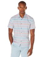 Perry Ellis Short Sleeve Colorful Horizontal Stripe Shirt