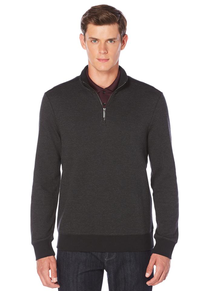 Perry Ellis Herringbone Quarter Zip Jacket