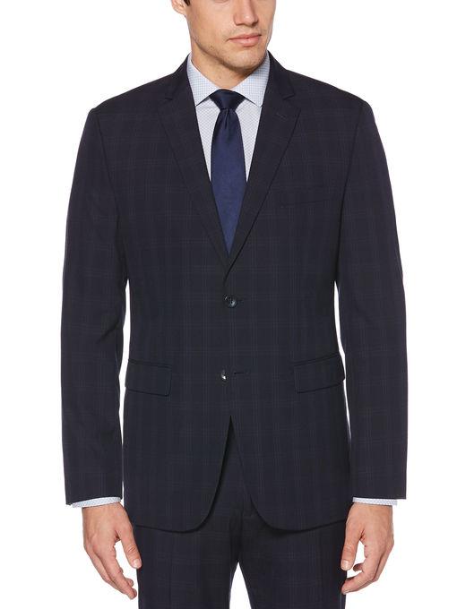 Perry Ellis 2 Piece Navy Plaid Suit