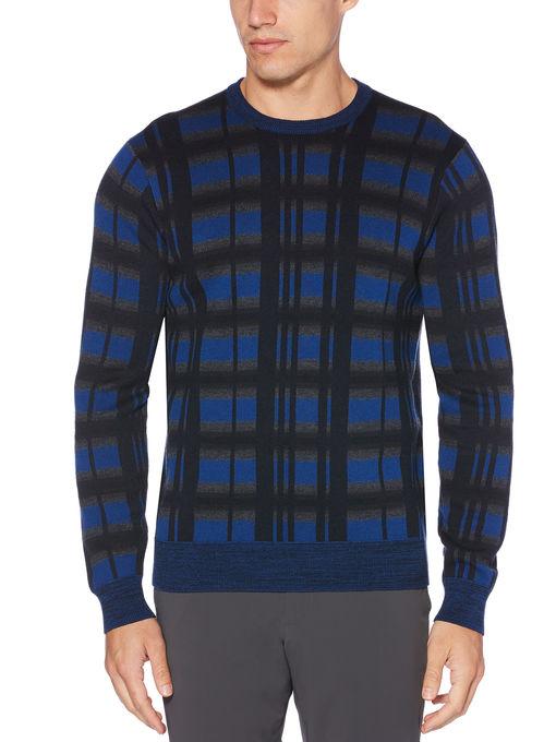 Perry Ellis Plaid Crew Neck Sweater