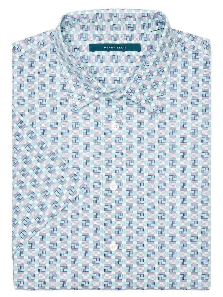 Perry Ellis Big And Tall Short Sleeve Patchwork Shirt