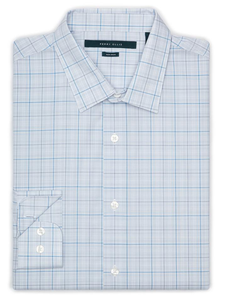 Perry Ellis Non-iron Grid Check Pattern Shirt