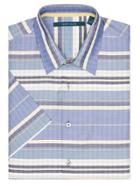 Perry Ellis Short Sleeve Horizontal Striped Button-down Shirt