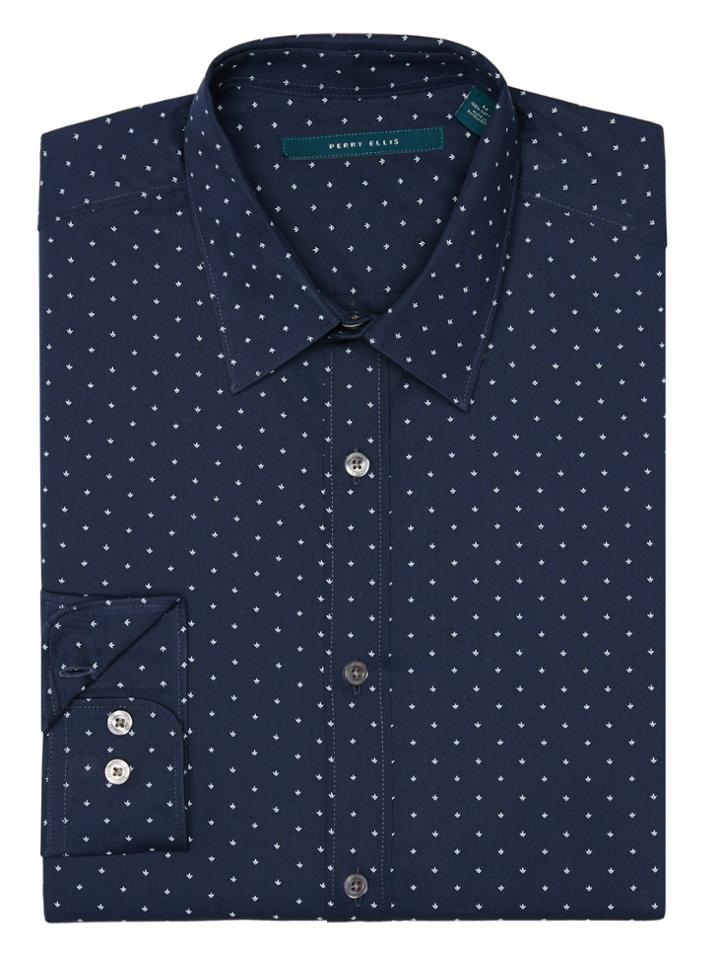Perry Ellis Long Sleeve Polka Dot Shirt