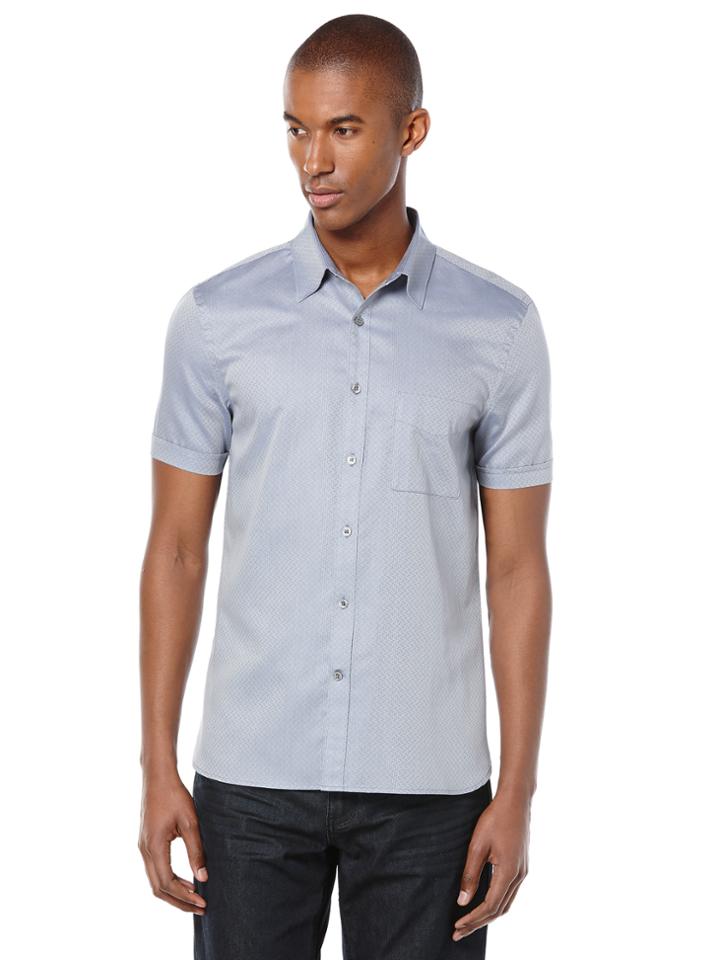 Perry Ellis Slim Fit Short Sleeve Iridescent Shirt