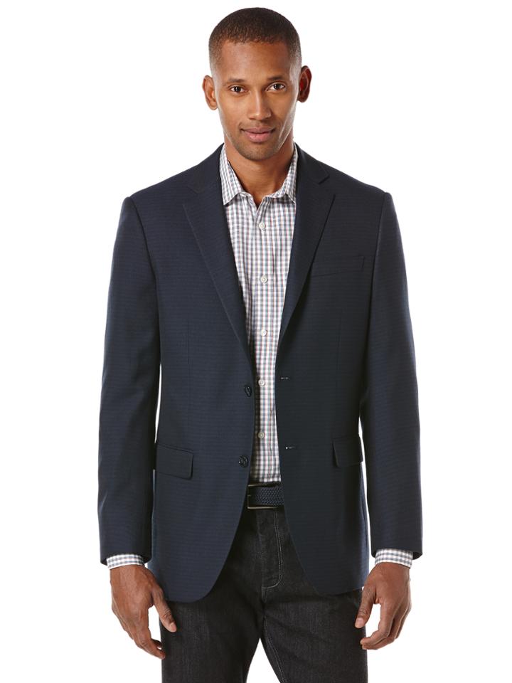 Perry Ellis Navy Check Windowpane Suit Jacket