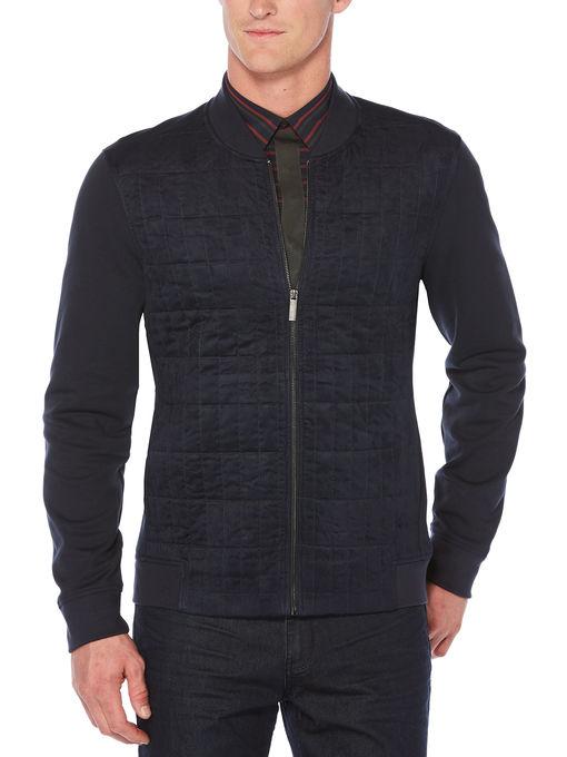 Perry Ellis Quilted Faux Suede Full Zip Jacket