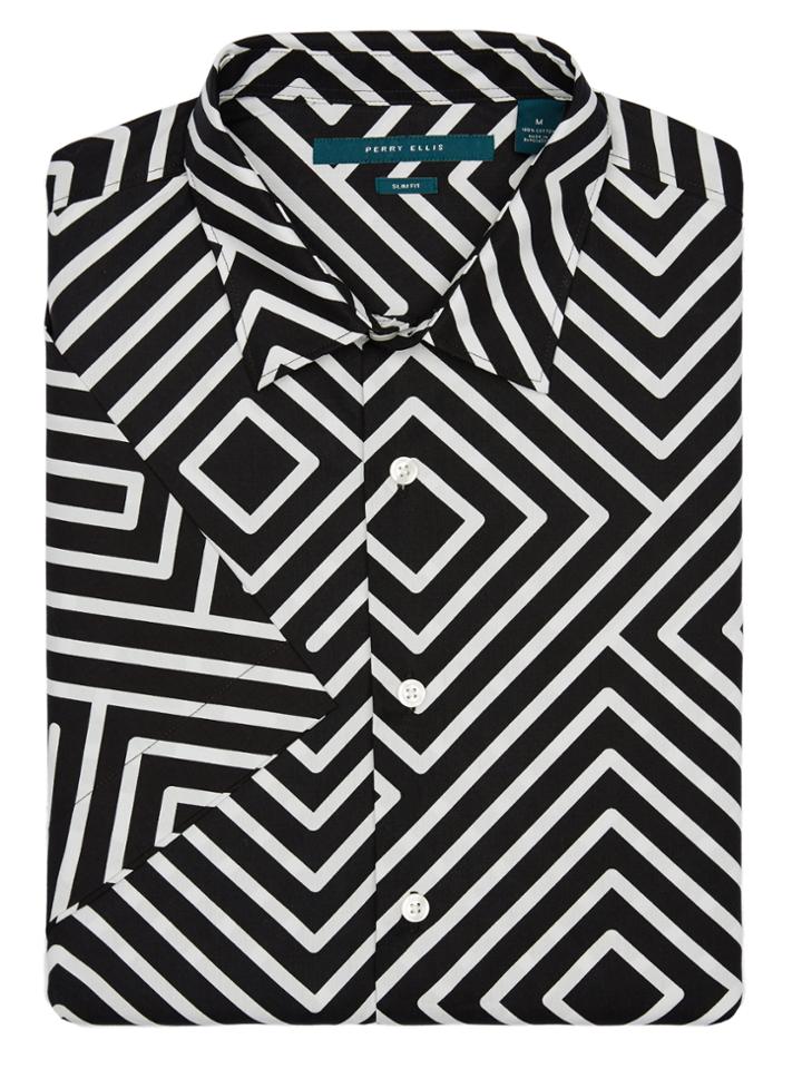 Perry Ellis Short Sleeve Maze Print Shirt