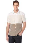 Perry Ellis Short Sleeve Linen Horizontal Stripe Shirt