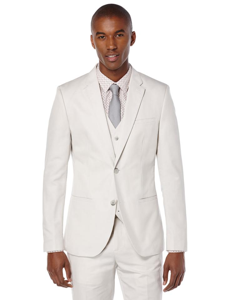 Perry Ellis Slim Fit Solid Slub Linen Suit Jacket