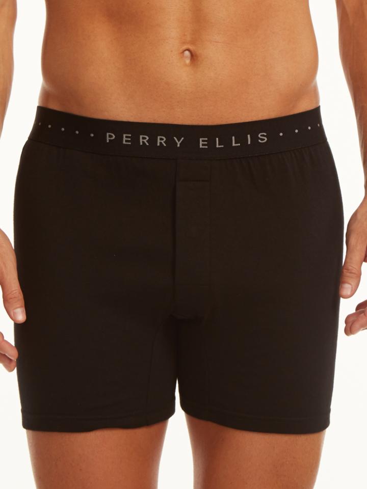 Perry Ellis Solid Trim Cotton Boxer Short