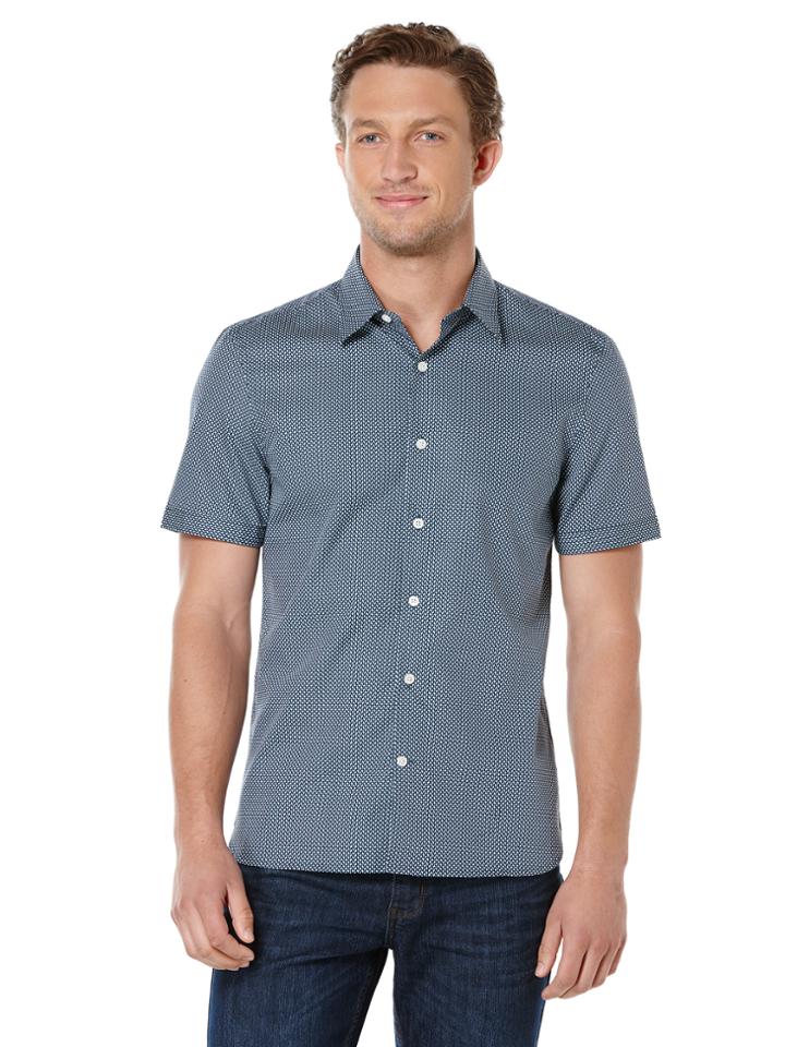 Perry Ellis Short Sleeve 3d Diamond Print Shirt