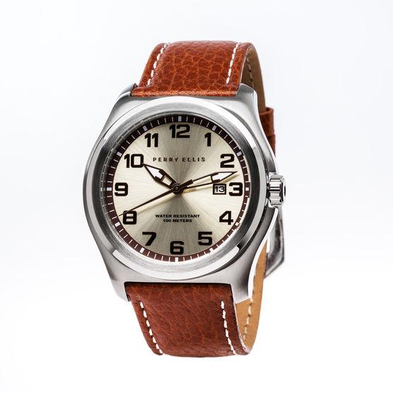 Perry Ellis Memphis Brown Leather Watch