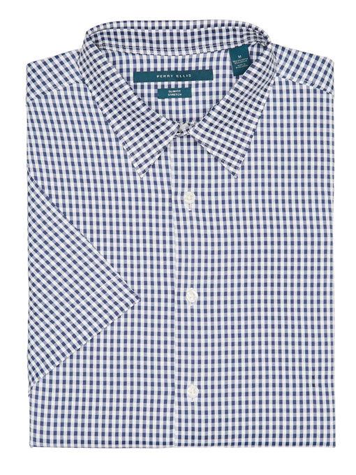 Perry Ellis Short Sleeve Gingham Shirt