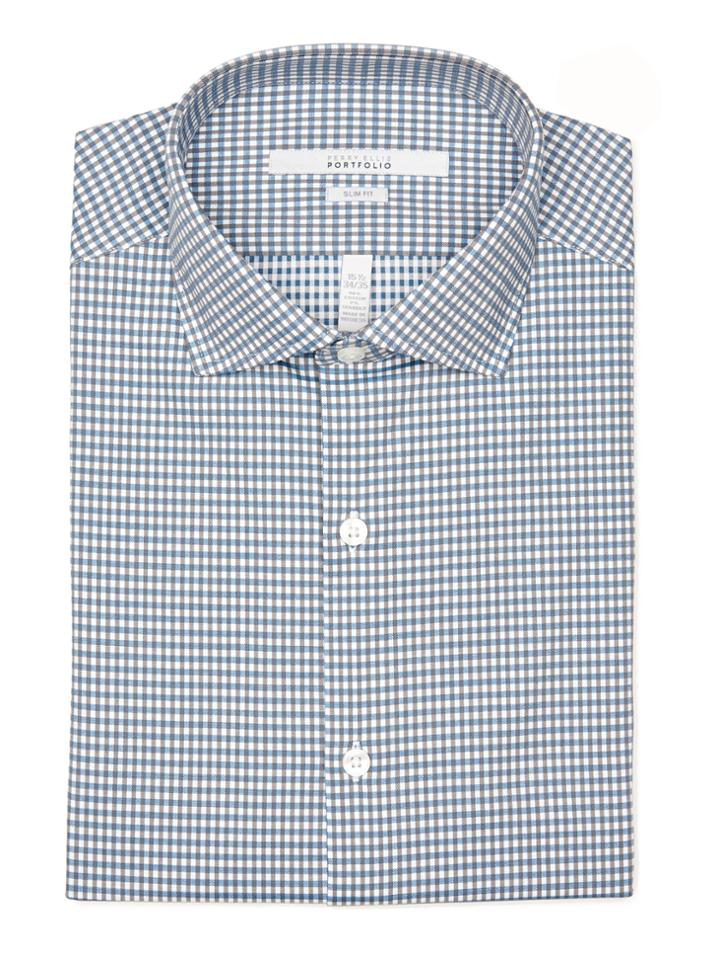 Perry Ellis Slim Two Tone Check Dress Shirt