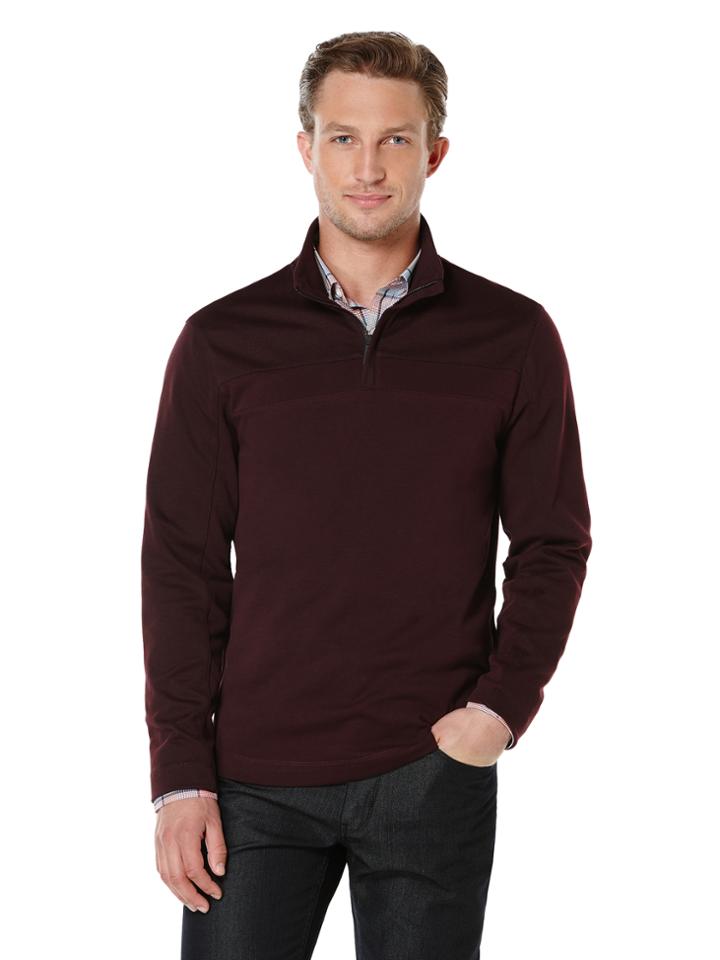 Perry Ellis Quarter Zip Mix Media Jacket