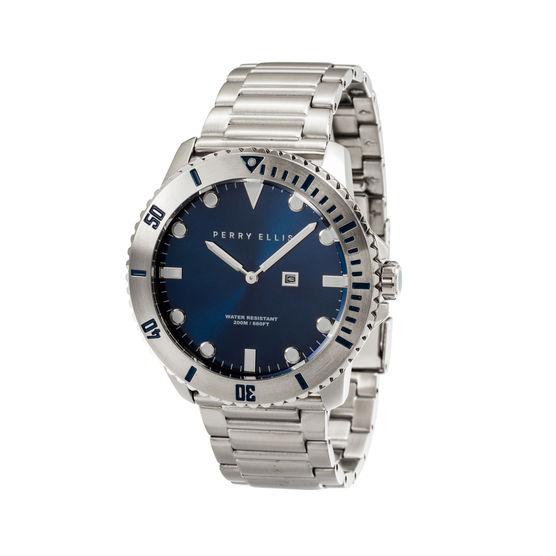 Perry Ellis Deep Diver Navy Stainless Steel Watch