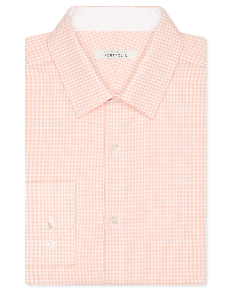 Perry Ellis Very Slim Mango Gingham Dress Shirt