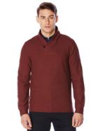 Perry Ellis Textured Shawl Pullover Sweater