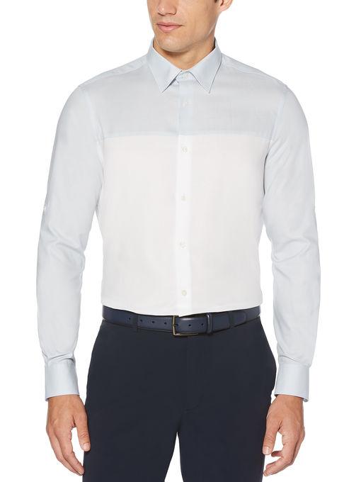 Perry Ellis Roll Sleeve Color Block Oxford Shirt