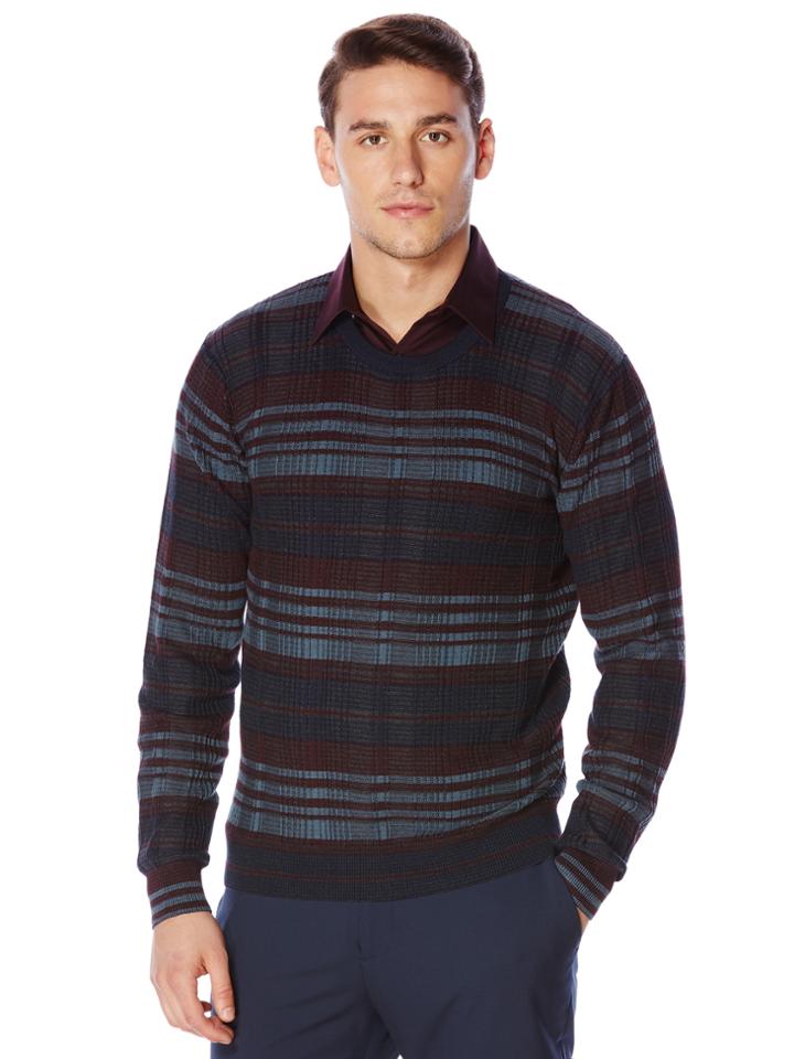Perry Ellis Multi-color Plaid Crew Sweater