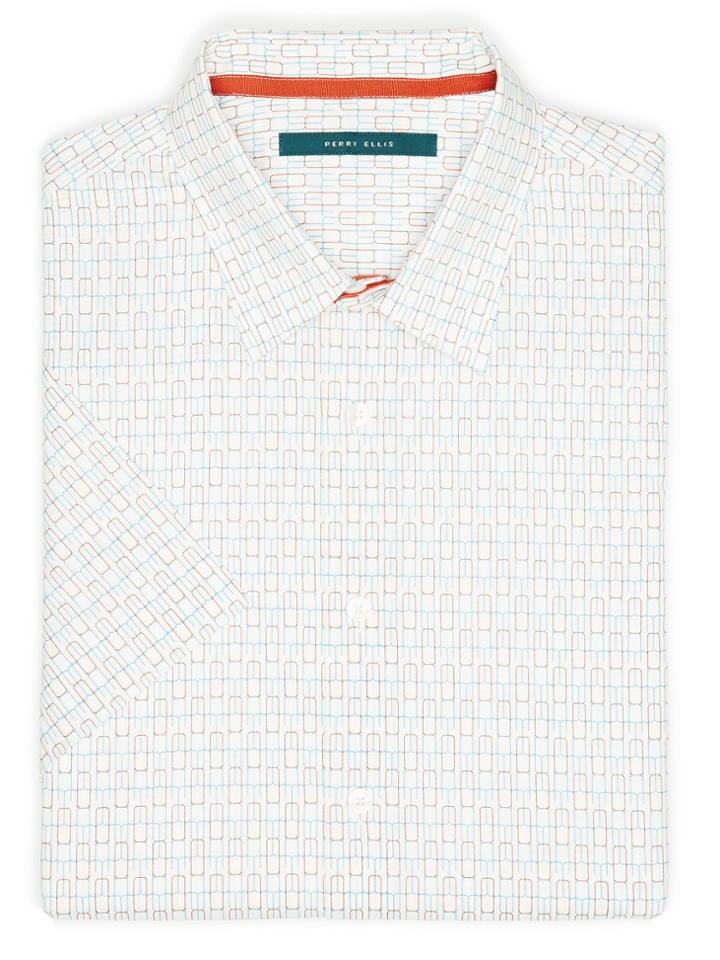 Perry Ellis Short Sleeve Multi-color Geo Print Shirt