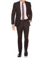 Perry Ellis 2 Piece Slim Fit Burgundy Grid Suit