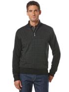 Perry Ellis Long Sleeve Houndstooth Zip Sweater